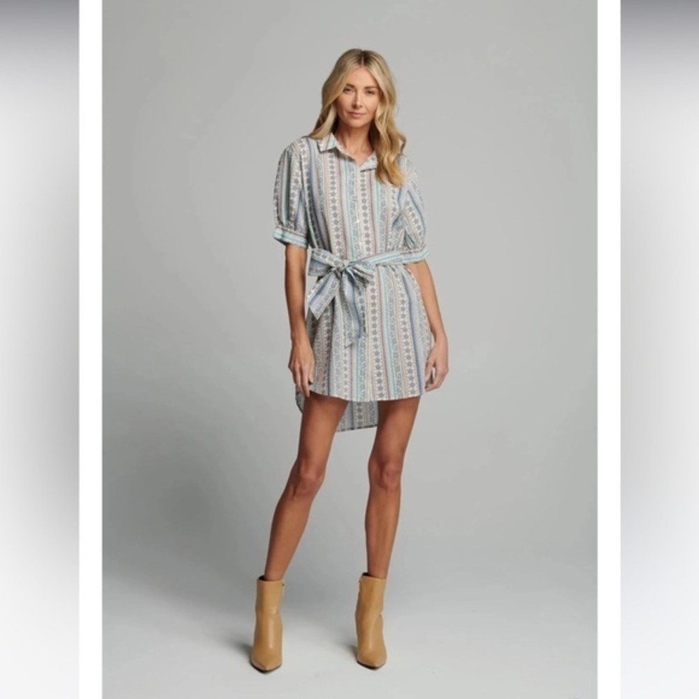 NWT Sundays Murphy floral print shirt dress with tie waist - Picture 1 of 10